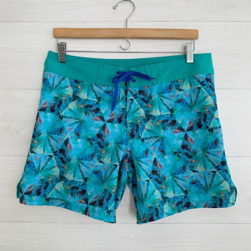 Prana Blue green board shorts, sz M